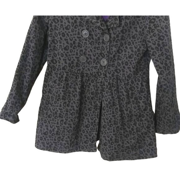 Cherokee Girls Size Medium Peacoat Leopard Print Double-Breasted Lined Interior - Picture 4 of 7